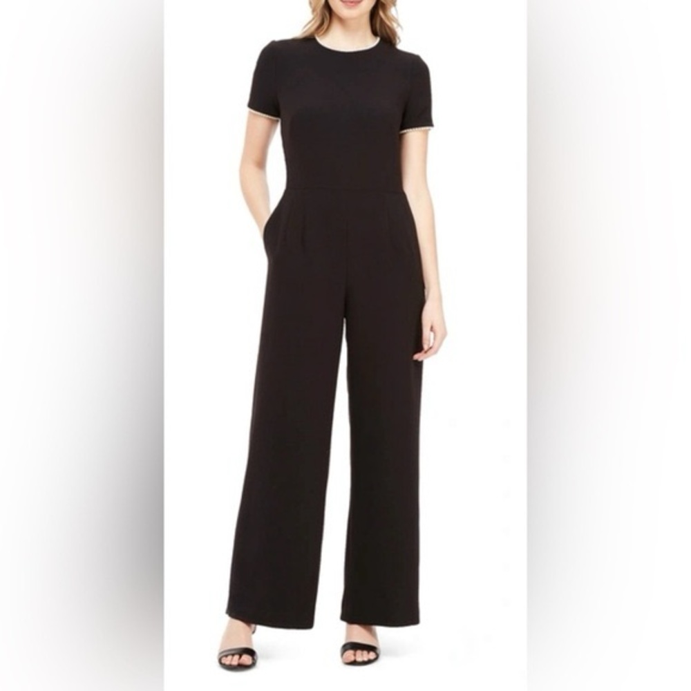 Gal Meets Glam Women's Nadia Black Short-Sleeve Wide-Leg Jumpsuit NWT size 12